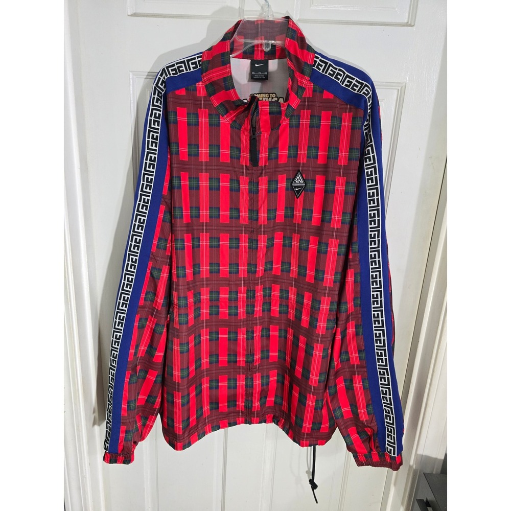 Nike Giannis Coming to America Track Jacket Red Plaid Prince Akeem 2XL - Picture 10 of 13